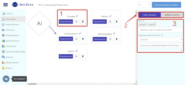 Блок схема чат бота